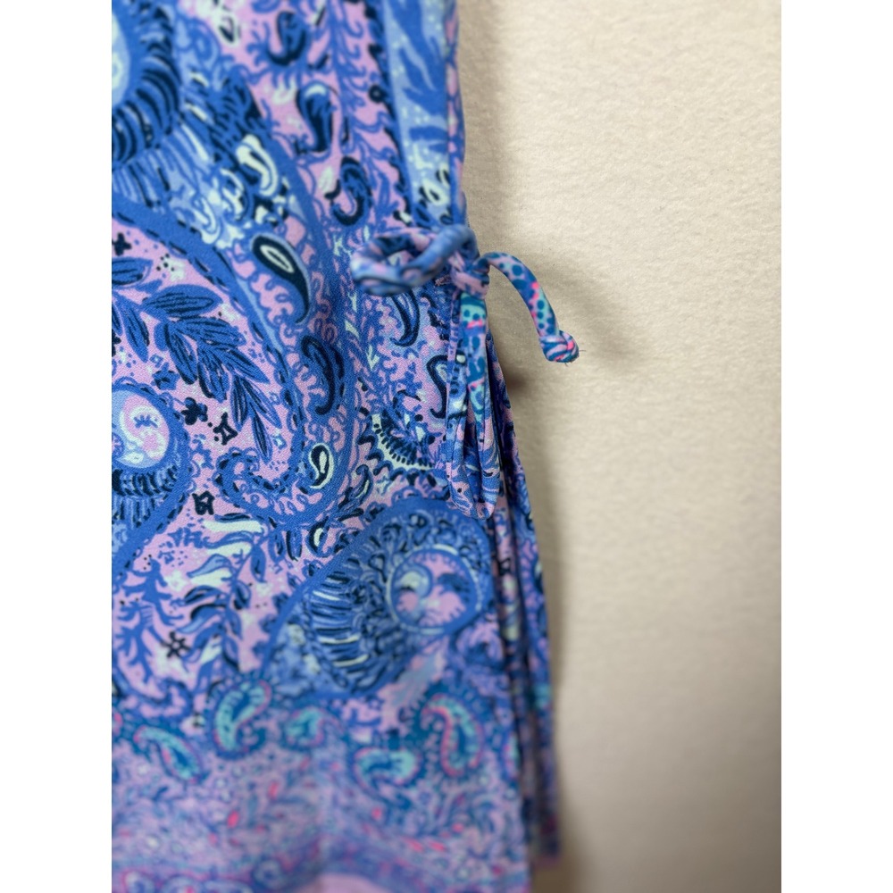 Lilly Pulitzer Fiesta Paisley Purple Iris Dress Womens 10  Sleeveless Side Tie - Picture 8 of 8